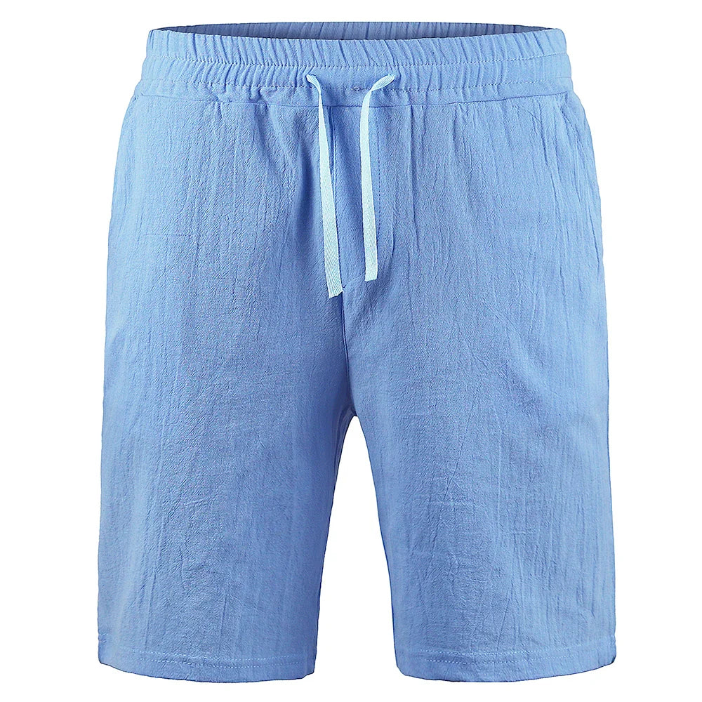 New Men's Cotton Linen Shorts Pants Male Summer Breathable Solid Color Linen Trousers Fitness Streetwear S-3XL