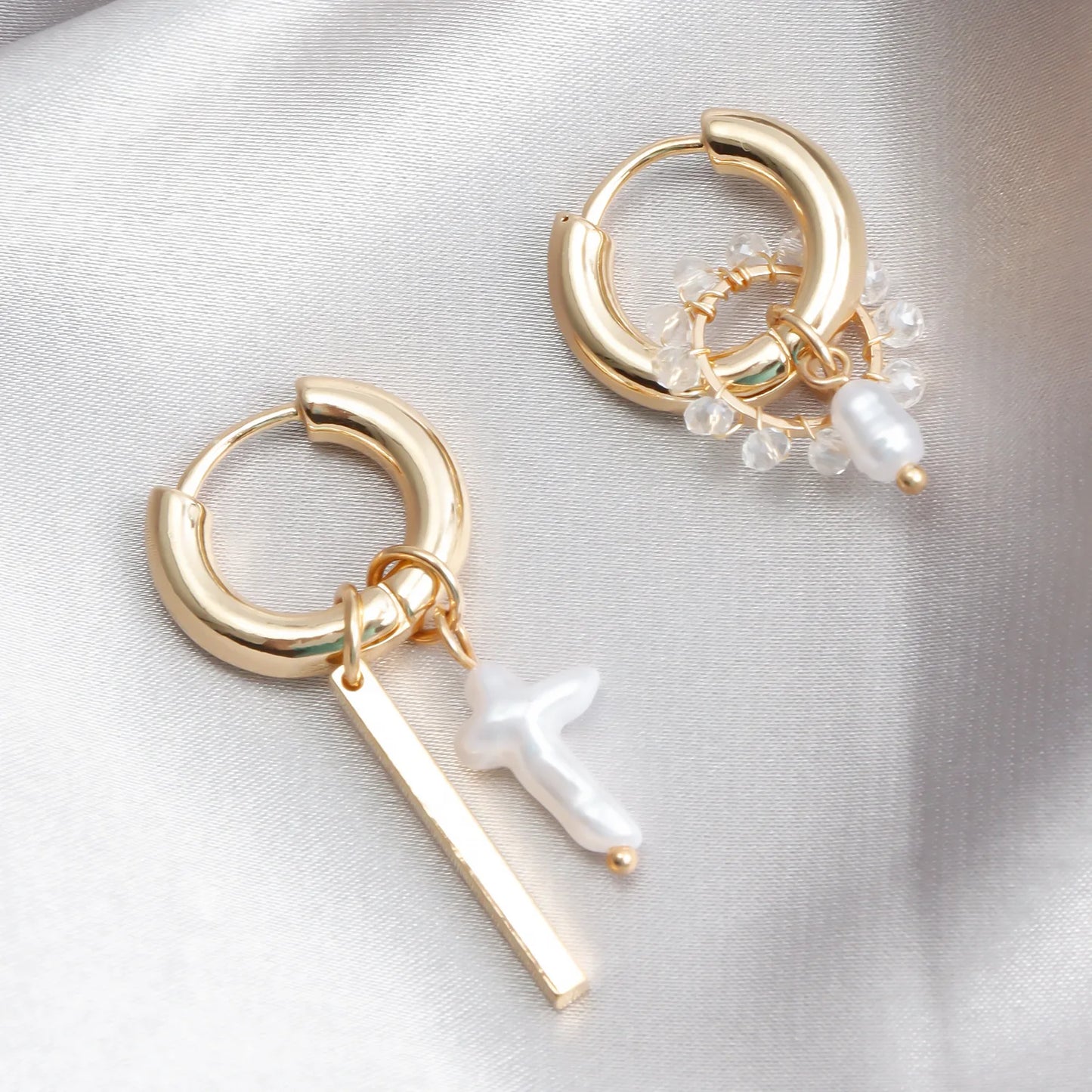 Geometric Crystal Asymmetric Dual-use Ear Buckle Earrings for Women Jewelry