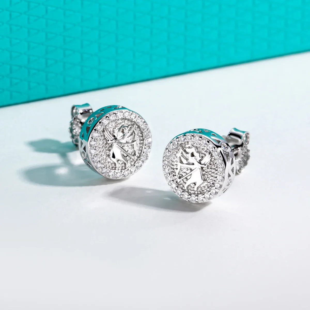 0.29cttw Iced Out Moissanite Stud Earrings 925 Sterling Silver Angel Earring New Age Hip Hop Jewelry for Men And Women
