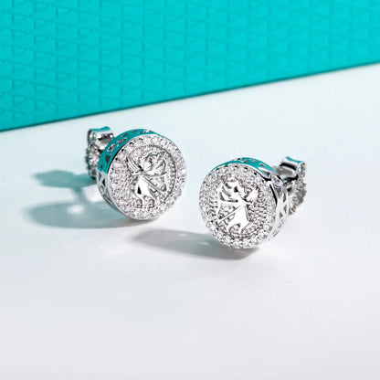 0.29cttw Iced Out Moissanite Stud Earrings 925 Sterling Silver Angel Earring New Age Hip Hop Jewelry for Men And Women