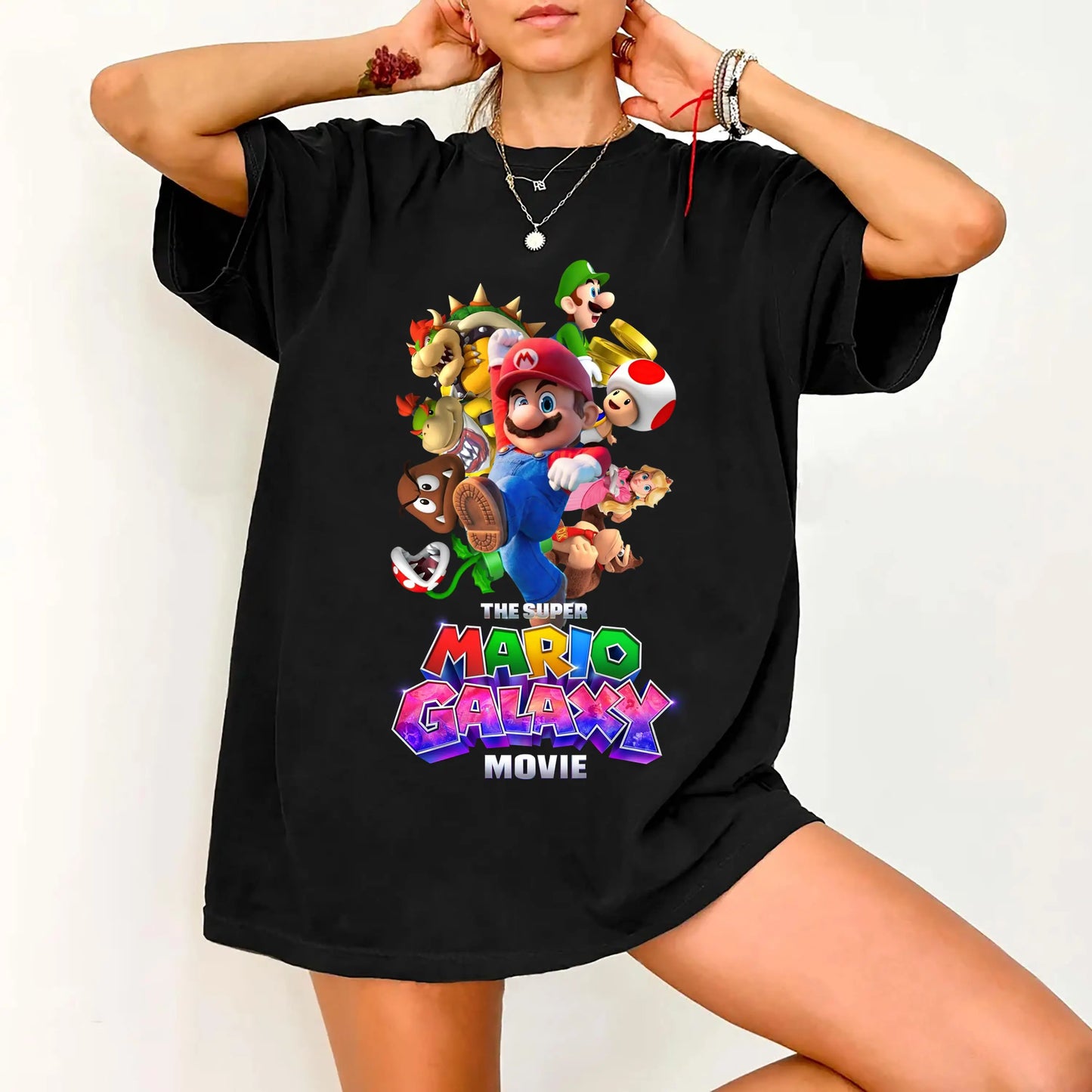 Movie The Super Mario Galaxy unisex 100%cotton family Tshirt,There are child size shirt available, 2026 New kids graphic shirt