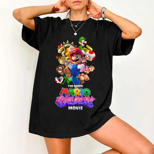Movie The Super Mario Galaxy unisex 100%cotton family Tshirt,There are child size shirt available, 2026 New kids graphic shirt