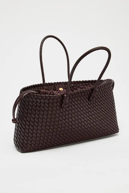 ELONGATED WOVEN SHOPPER BAG Fashionable Top Handle Tote Bag, Women's Shoulder Handbags Luxury Design for Everyday Style