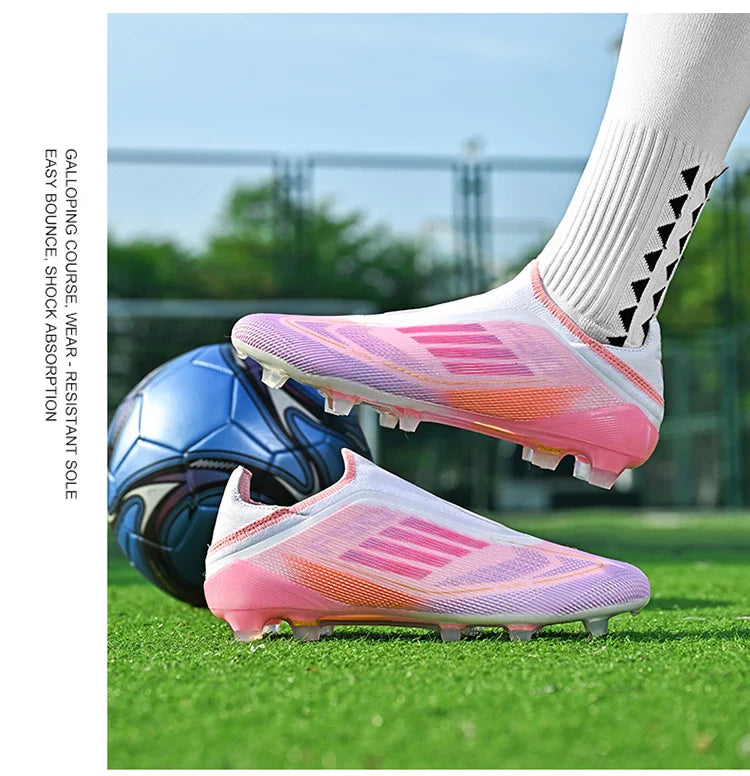 NEW Without-lace F50+ Mens Soccer Shoes Boys Training Non-Slip Turf Soccer Cleats TF/FG Football Sneakers Chuteira Campo 35-45