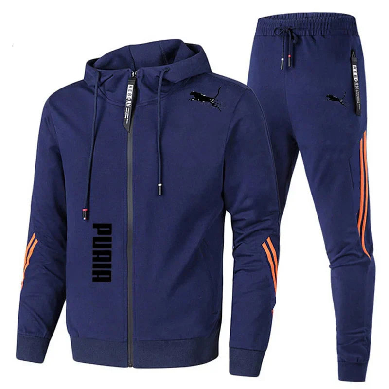 Men's Spring Autumn Tracksuit Set Long Sleeve Hoodie And Joggers 2-Piece Fitness Running Sportswear Casual Clothing