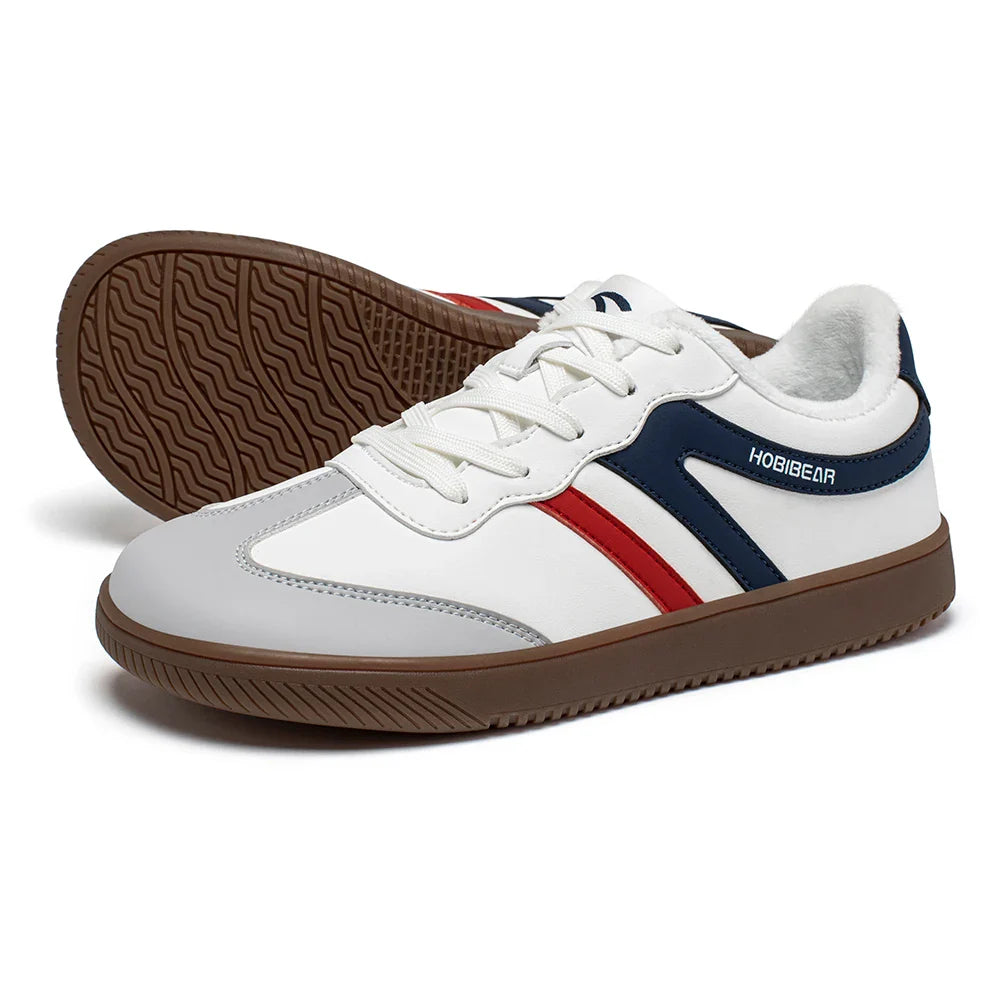Wide Toe Shoes Unisex Artificial Leather Faux Fur Lined Sneakers Casual Retro Lace Up Shoes for Women Men