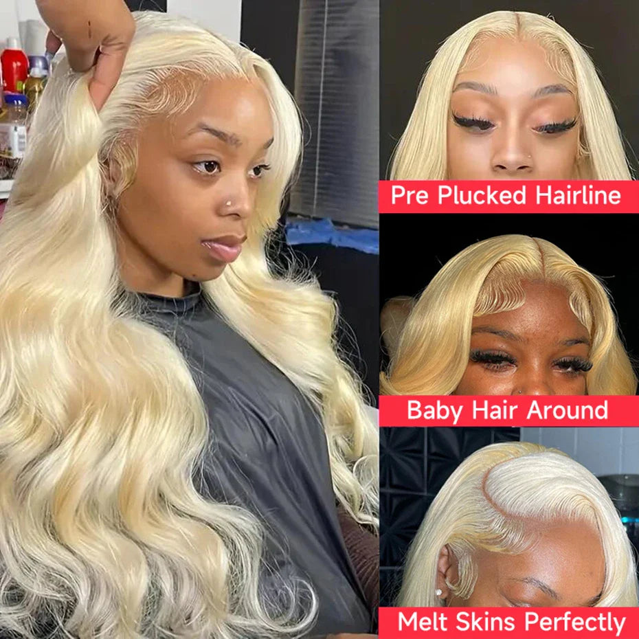 13x6 Silver Grey Colored Lace Front Wigs For Women 613 Blonde Body Wave Remy Transparent Lace Frontal Human Hair Wig Pre Plucked