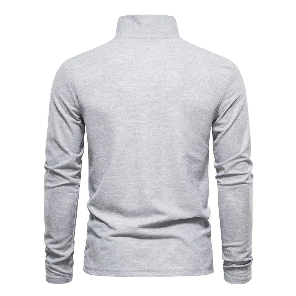 AIOPESON 2023 New Men's Deer Embroidery Polo Shirts Solid Color Long Sleeve Social Business Male