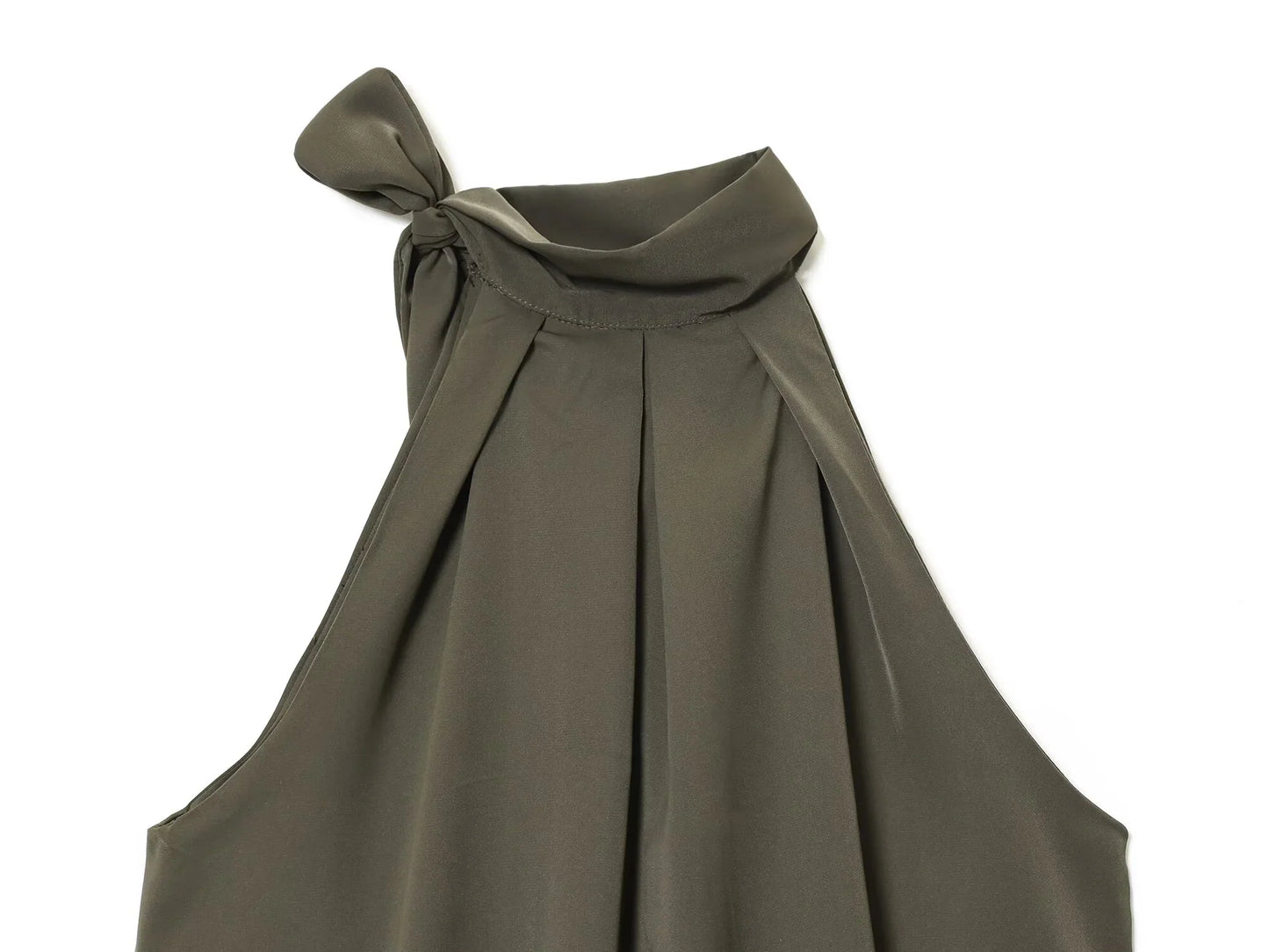 European and American style 2025 autumn new product women's clothing design with bow tie decoration hanging neck collar top