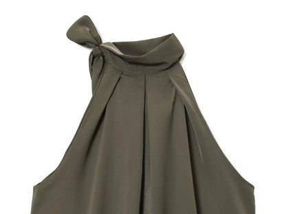 European and American style 2025 autumn new product women's clothing design with bow tie decoration hanging neck collar top