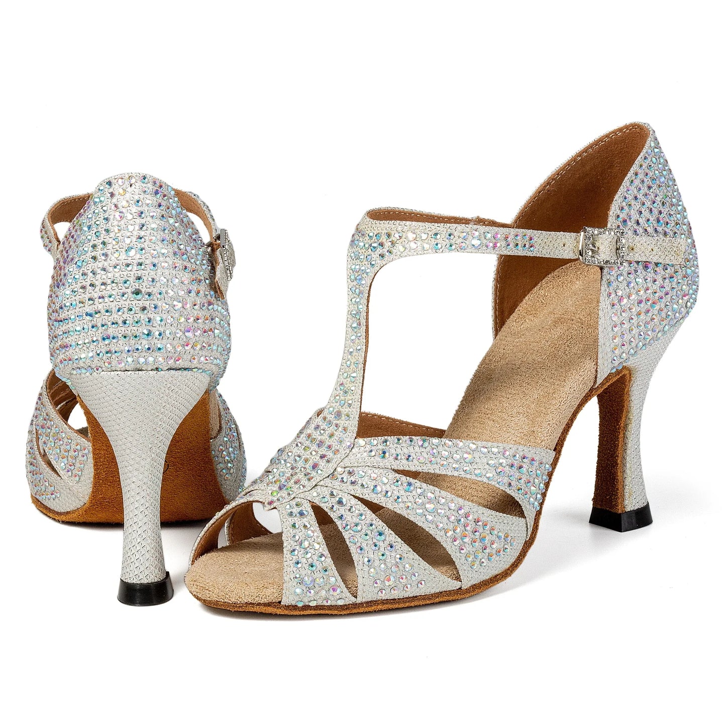 Women Latin Dance Shoes Girls Ballroom Dance Shoes Soft Bottom High heel  7.5CM Ladies practice Latin Salsa Shoes heeled 8.5CM