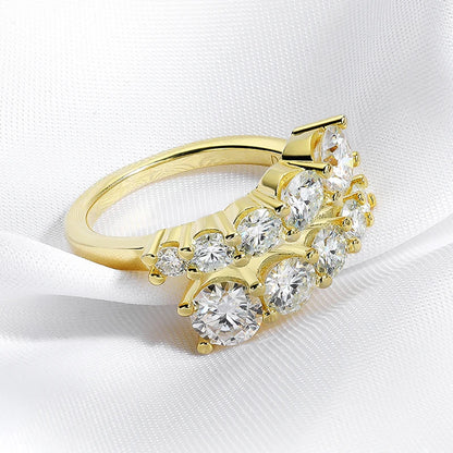 10 Gems Full Moissanite Rings for Women Sparkling Flawless Lab Created Diamond Wedding Band S925 Sterling Silver Jewelry