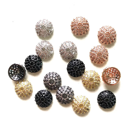 20pcs 8/10/11mm Cubic Zirconia Pave Beads Caps Spacers for Bracelet Necklace Earring Making  Gold-Plate Jewelry Accessory Supply