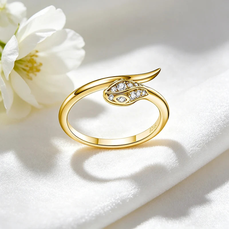New All Moissanite Serpentine Rings for Women Index Finger Matching Band S925 Sterling Silver Plated 18K Gold Jewelry