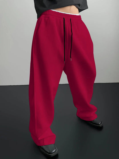 2025 men's wide leg sweatpants, European and American men's and women's sweatpants, waist drawstring straight leg loose casual s