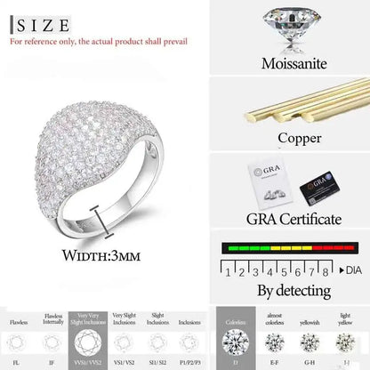 Classic Women Ring VVS1 D Color Moissanite Ring For Men Hip Hop Jewelry With Gra Certificate Pass Diamond Tester