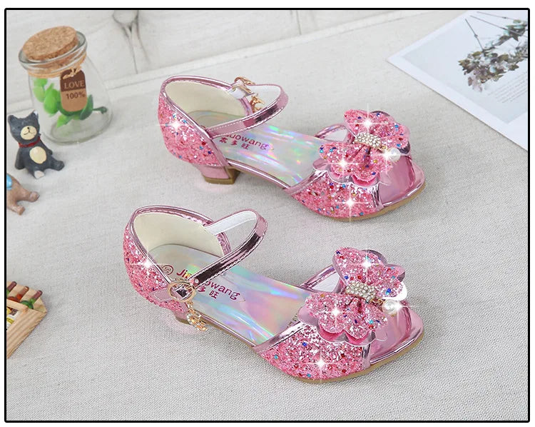 Girls High Heels For Kids Princess Leather Sandals Children Halloween Cosplay Party Wedding Dancing Shoes Fashion Crystal Shoes