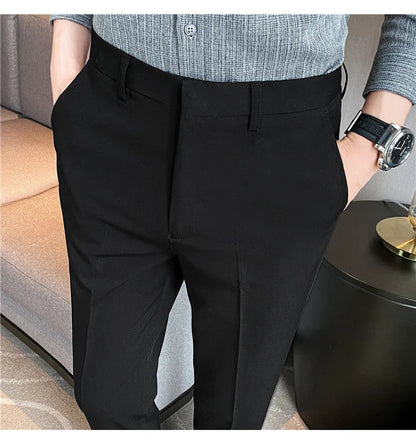 Men Solid Boutique Suits Pants Male Formal Wear Wedding Dress Trousers Quality Men British Style Business Casual Suit Pants 36