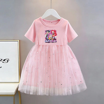 Summer New Girls Short-sleeved Dresses Kids Elegant Princess Dress Dress Baby Princess Girls Dress Children Birthday Party Dress