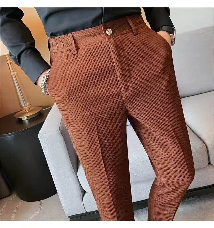 Spring Summer Men's Smart Casual Suit Pants Fashion Slim Fit Solid Color Youthful Vitality Suit Trousers Men Korean Dress Pants