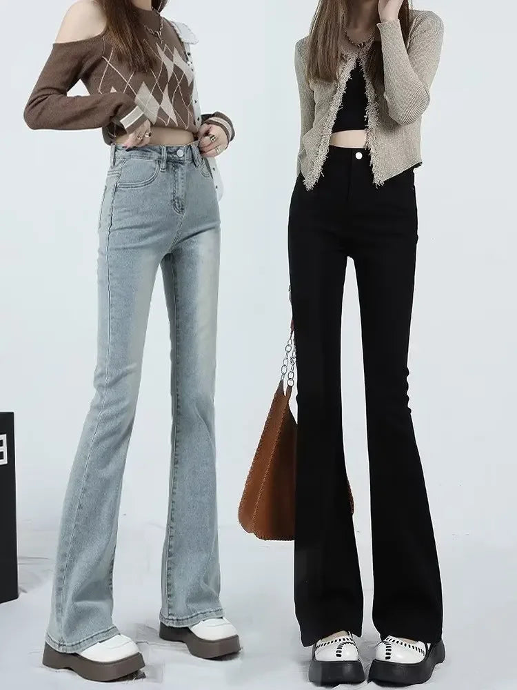 Women's Autumn Winter Petite Bell-bottom Pants