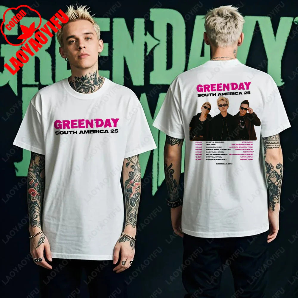 Green Day Tour 2025 Asia and Australia Tour Graphic T Shirts Summer Woman Man Fans High Quality Cotton T-shirt Music Festival
