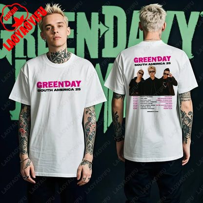 Green Day Tour 2025 Asia and Australia Tour Graphic T Shirts Summer Woman Man Fans High Quality Cotton T-shirt Music Festival