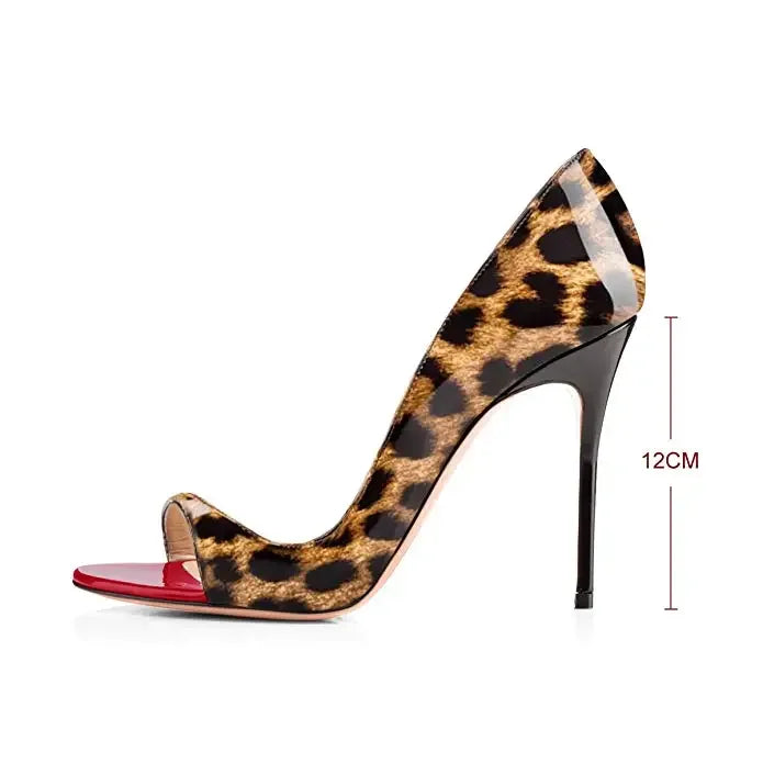 New black patent leather and red lining 12cm sexy fish mouth shoes, shallow mouth super high heels, plus size shoes 33-46