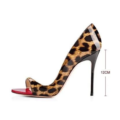 New black patent leather and red lining 12cm sexy fish mouth shoes, shallow mouth super high heels, plus size shoes 33-46