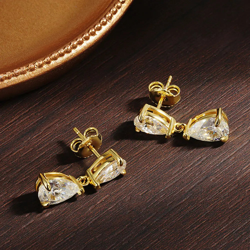 D VVS1 Pear Moissanite Drop Earrings for Women GRA Certified Diamond Solid s925 Silver Plated 18k Gold Wedding Earring