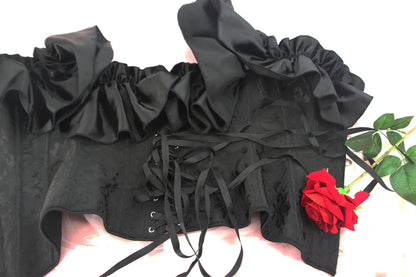 Off Shoulder Corset Top Sexy Gothic Corsets and Bustiers Overbust Corset Slimming Waist Trainer Ruffles Short Sleeve Women Top