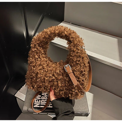 Plush Sweet Shoulder Bags for Women Cute Autumn and Winter 2025 New Versatile Fashion Large Capacity Women's Handbags