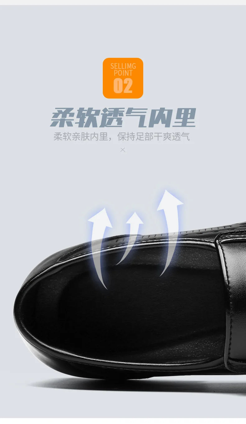New Designer Big Size Leather Shoes For Men Summer Breathable Hallow Business Casual Shoes Male Solid Color Fashion Loafers Man