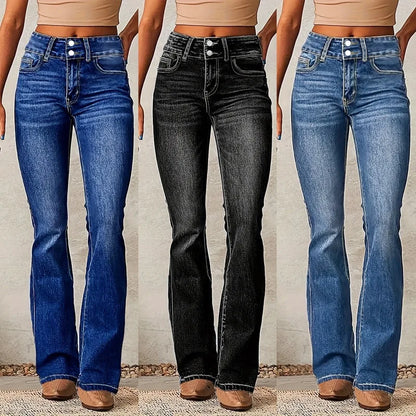Retro Stretch Jeans Women's Spring Washed Street Micro-Large Trousers