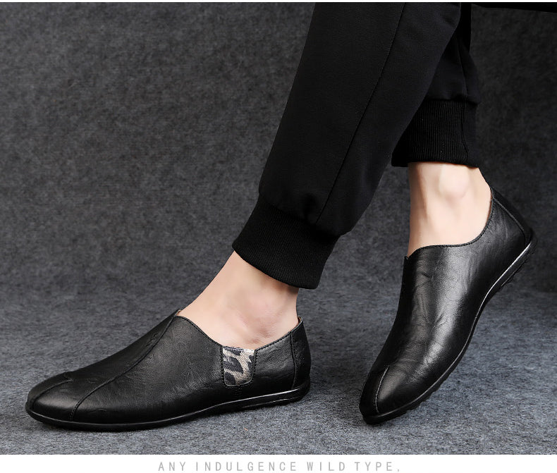 Genuine Leather Men Casual Shoes Luxury Brand Soft Mens Loafers Breathable Moccasins Slip on Lazy Driving Shoes Plus Size 38-47