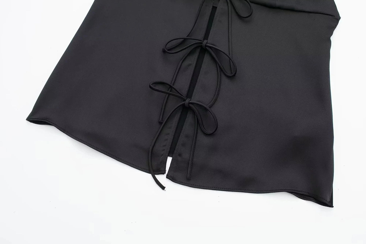 Women Front Bow Tie Top Elegant V Neck Solid Camis Sleeveless Backless Sexy Lady Straps Tanks Y2k Female Slim Crop Tops