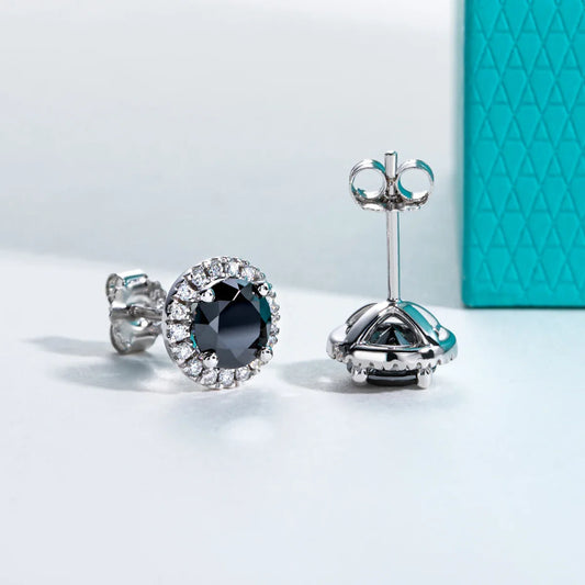 1ct Black Moissanite Classic Earring 925 Sterling Silver 18K Plated Stud Earrings for Woman Fine Jewelry Wholesale