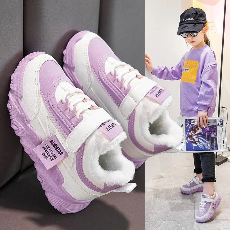 Spring New Kids Sneakers 2025 PU Girls Casual Mesh Solid Pink Light Boys White Hook & Loop Children Non-slip Sports Shoes