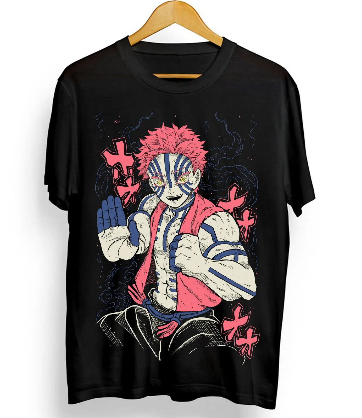 Akaza Kimetsu no Yaiba T-Shirt Demon Slayer Tanjiro Unisex Black Tshirt All Size
