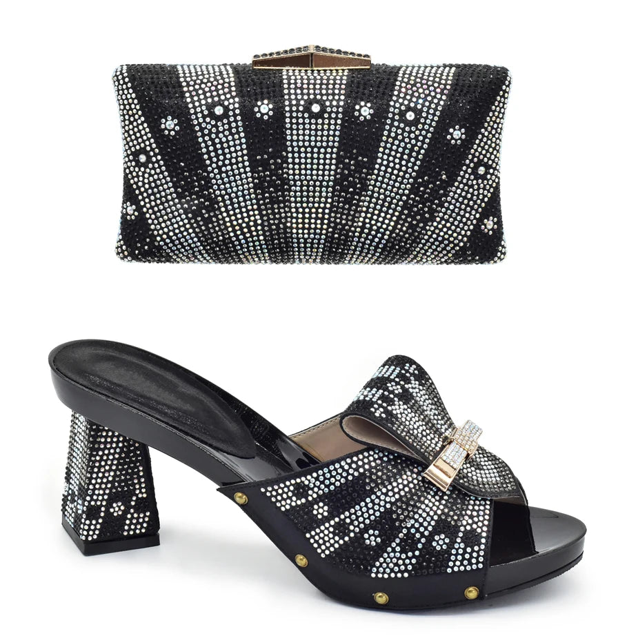 Shoe and Bag Set African Sets 2026 Fashion Gold Color Ladies Matching Shoe and Bag Set for Women Italian Ladies Shoe and Bag Set