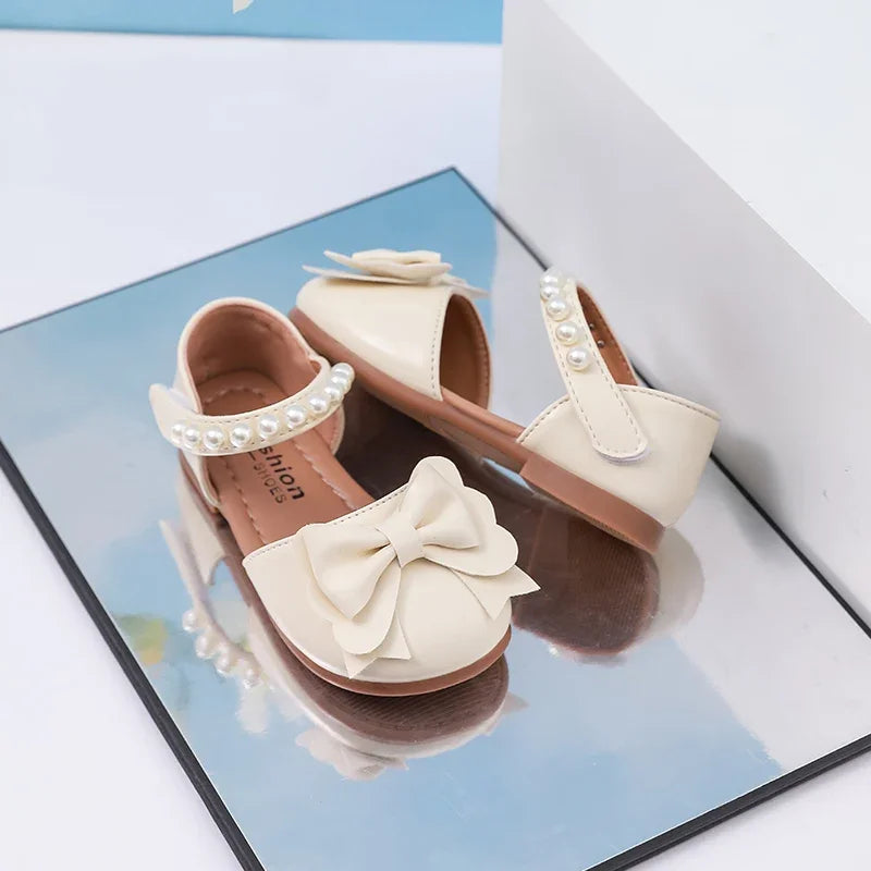 New Children Princess Sandals Sweet Pearl Summer Little Girl Wedding Party Shoes Elegant Fashion Kids Causal Pearl Flat Sandals