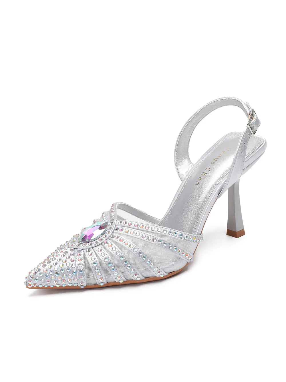 Elegant Fruit Green Women's Heels and Rhinestone Handbag Set - Italian Design for Weddings and Parties