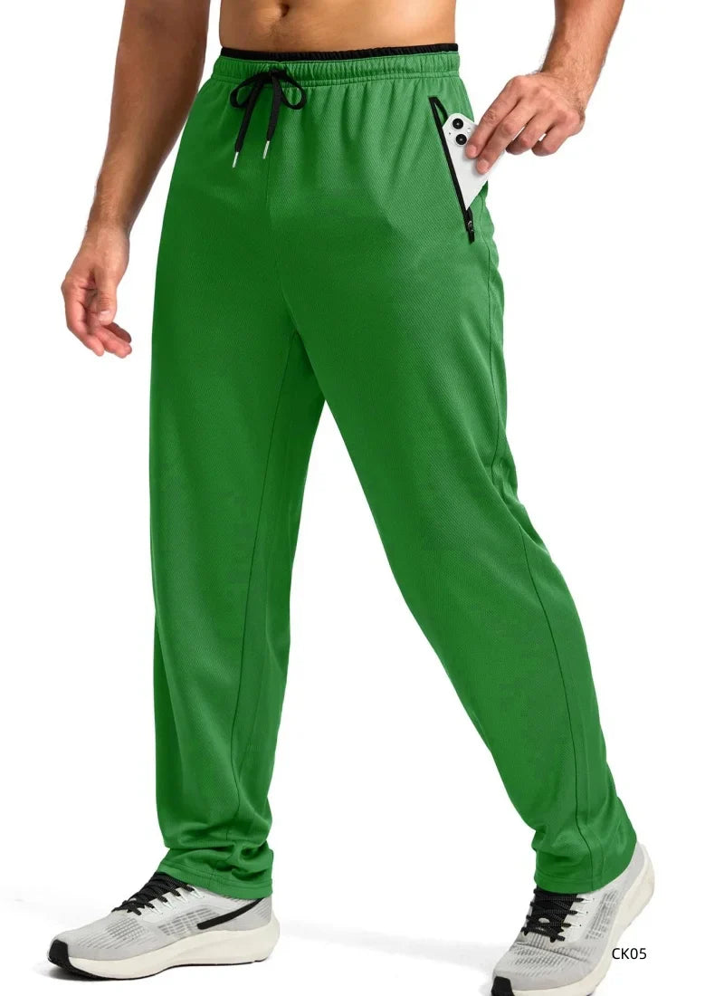 Men's sports pants spring and summer mesh breathable sports pants men's running and jogging sports pants fashionable solid color