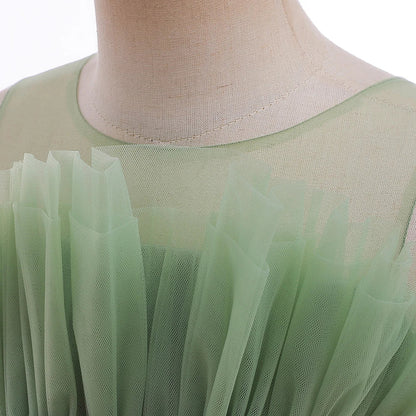 Summer Ruffles Bridesmaids Party Girls Dress Elegant Bow Wedding Birthday Princess Dresses Girl Tulle Pageant Evening Costumes