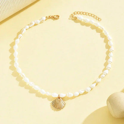 Fashionable  Natural Seashell Beaded Necklace Shell Pendant Ocean Inspired Jewelry Choker Suitable For Women Holiday Party Daily