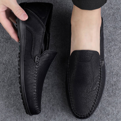 Fashion Men Casual Leather Shoes Luxury Italian Soft Men Loafers Handmade Moccasins Men Breathable Slip on Boat Shoes Plus Size
