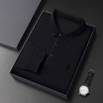 Spring and Autumn Pure Cotton Men's Long Sleeve Collar T-shirt Business Casual Fashion Comfortable Versatile Polo Shirt