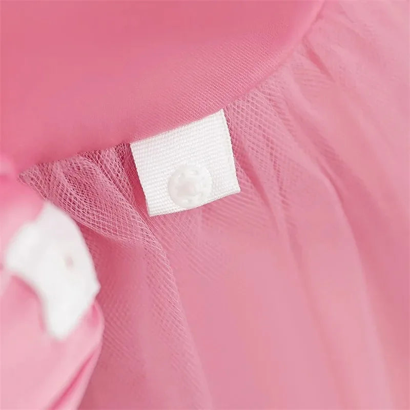 Princess Girl Bow Dress Kids Tulle Wedding Guest Party Birthday Pearls Elegant Bridesmaid Pageant Prom Ball Gown Gift
