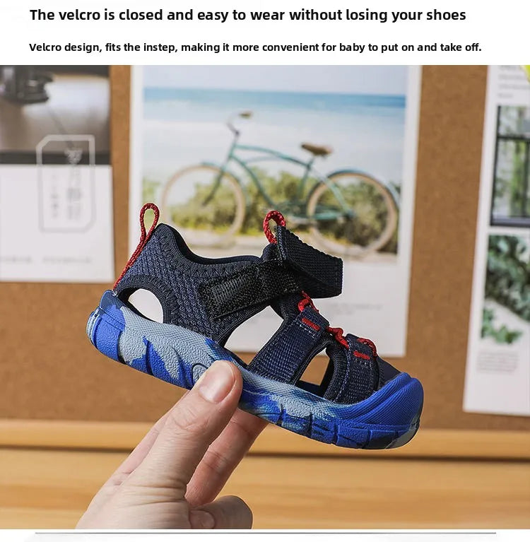 Baby Camouflage Sandals Boys Anti-kick Anti-slip Sport Sandals Girls Breathable Mesh Sandals