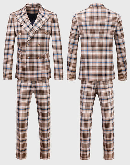 Blazers Calças Marca de Luxo Boutique Masculina Moda Xadrez Jaqueta Terno Casual de Negócios Calças Roupa de Festa para Noivo